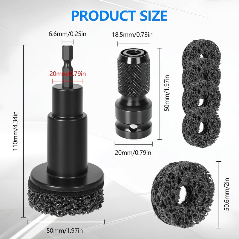 Hombees Eascor Wheel Hub Cleaning Tool, Wheel Hub Resurfacing Kit, Wheel Stud Cleaner, Quick Rust Removal for Lug Studs and Rotors, Fits 1/2” Wrenches Or Electric Drill, Automotive Maintenance Tool - Image 2